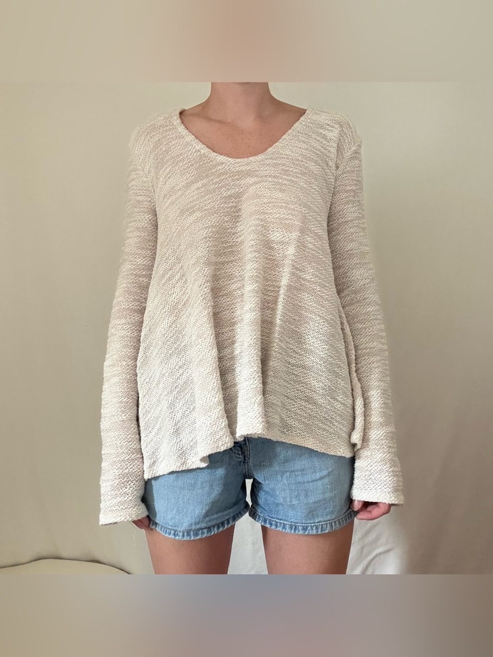 Windsor Cream Textured Long Sleeve Top